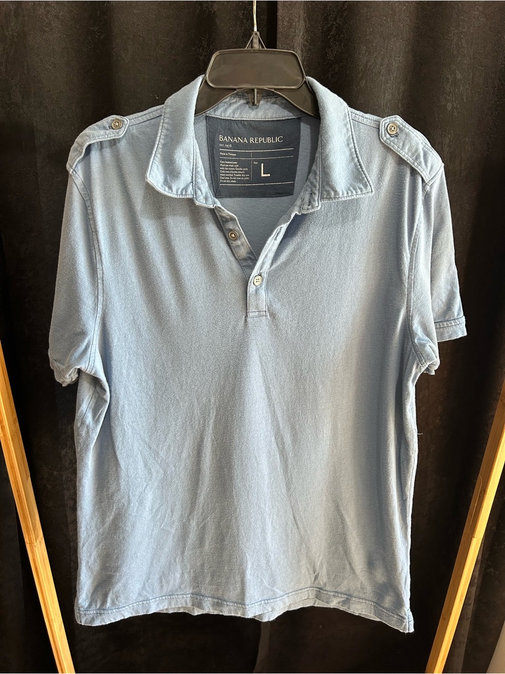 Banana Republic Men's Pale Blue Polo with Epaulets